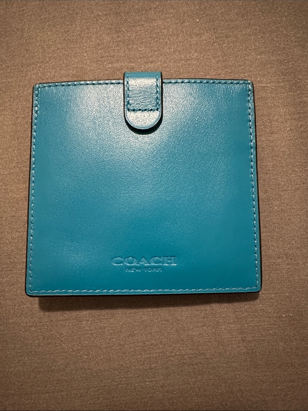 COACH Teal Leather Snap Card Holder
